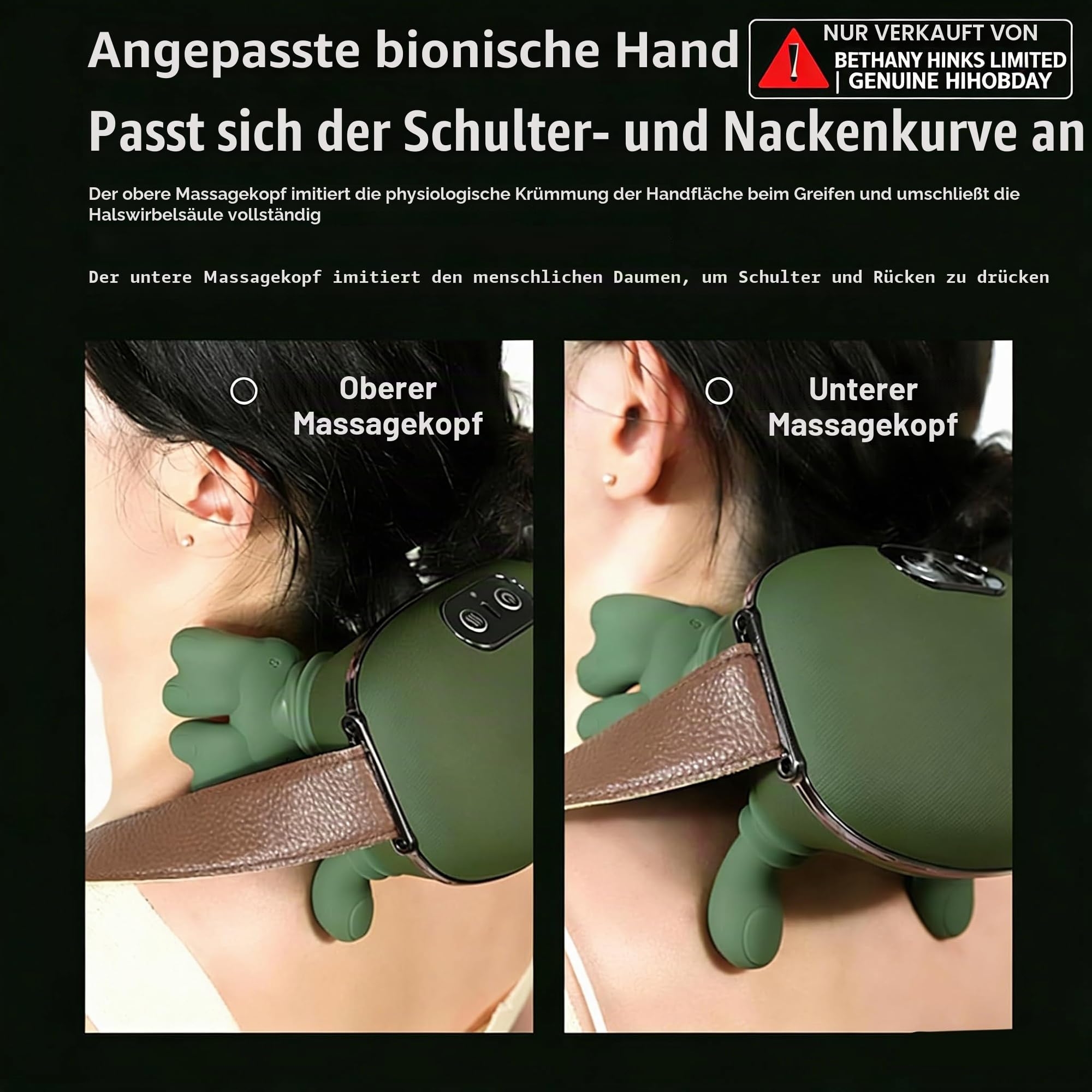 Nacken- und Schultermassagegerät, tragbares Shiatsu-Rückenmassagegerät, handgeformtes Tiefengewebe, 4D-Knetmassagegerät mit Wärme zur Schmerzlinderung und Muskelentspannung, Geschenke für