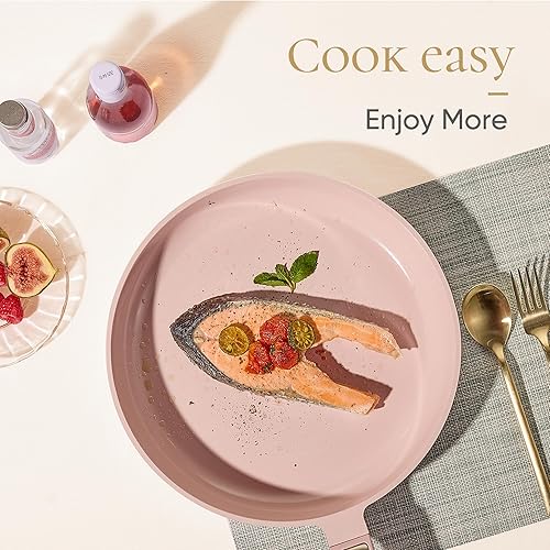 Miniatura 4 de CAROTE Juego de utensilios de cocina de cerámica antiadherente, 14 ollas y sartenes antiadherentes, no tóxico y sin PFAS, apto para lavavajillas,