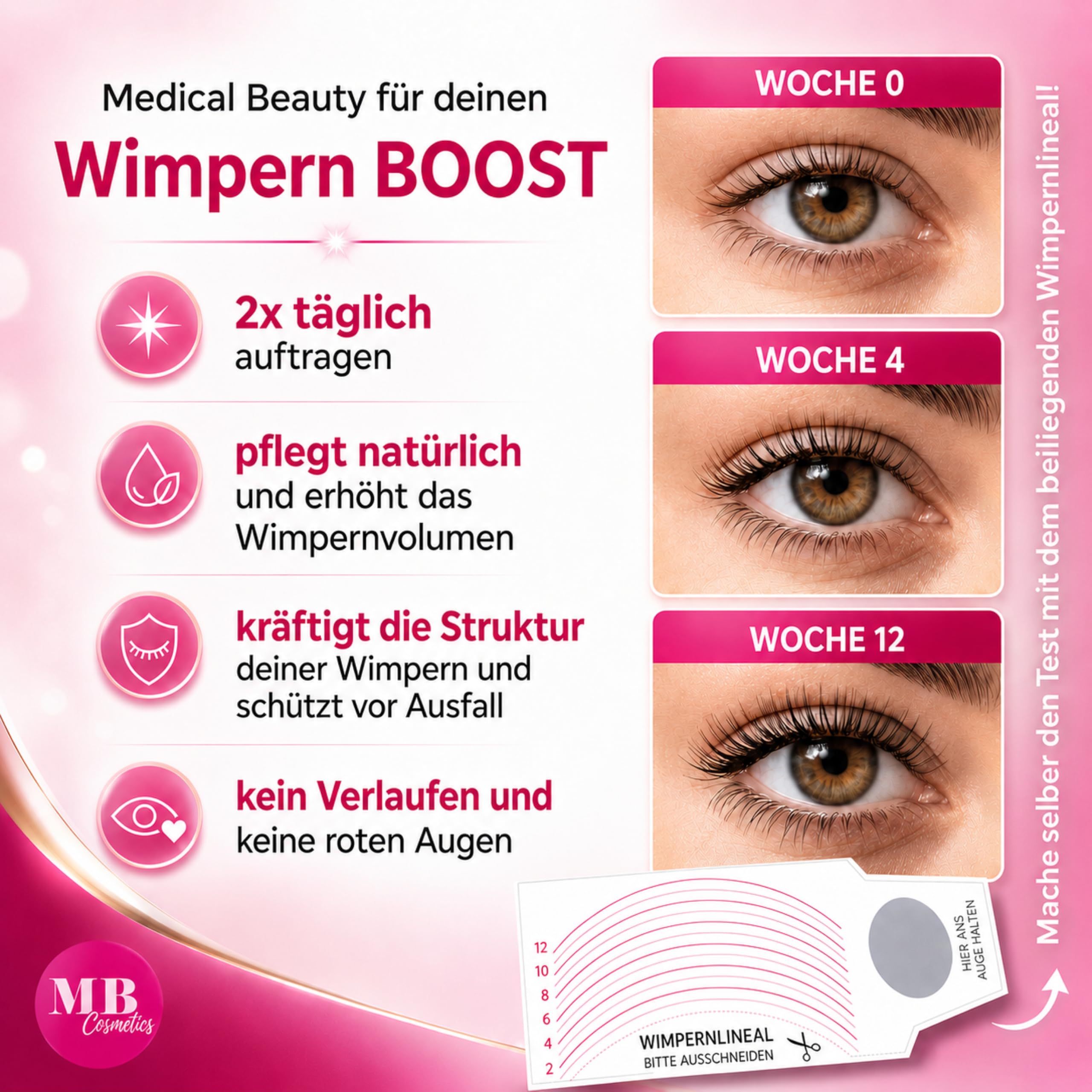 Testsieger 2025: Hormonfreies Wimpernserum 10ml mit Hyaluron, Kollagen, Peptiden, Weizenprotein – Wimpernserum ohne Hormone schützt und kräftigt die Wimpern. Mit Aloe-Vera, Ginseng und Panthenol.
