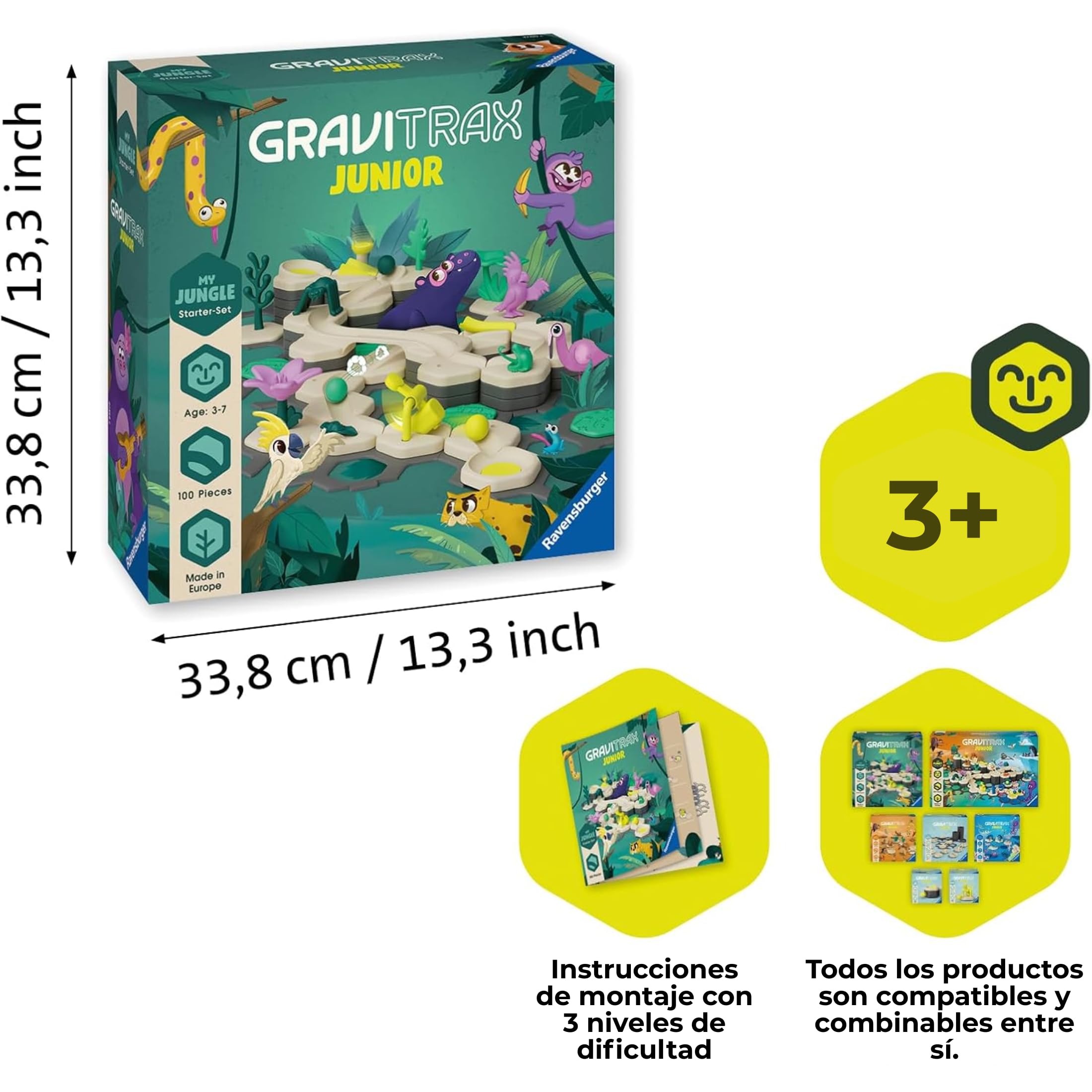 Ravensburger - Gravitrax Junior Starter Set L | Circuito Canicas con 100 Pieza | Rompecabezas Niños con Canicas | Juegos para Niños De 3 Años | Juegos Mesa Compatibles con Todos Los Gravitrax