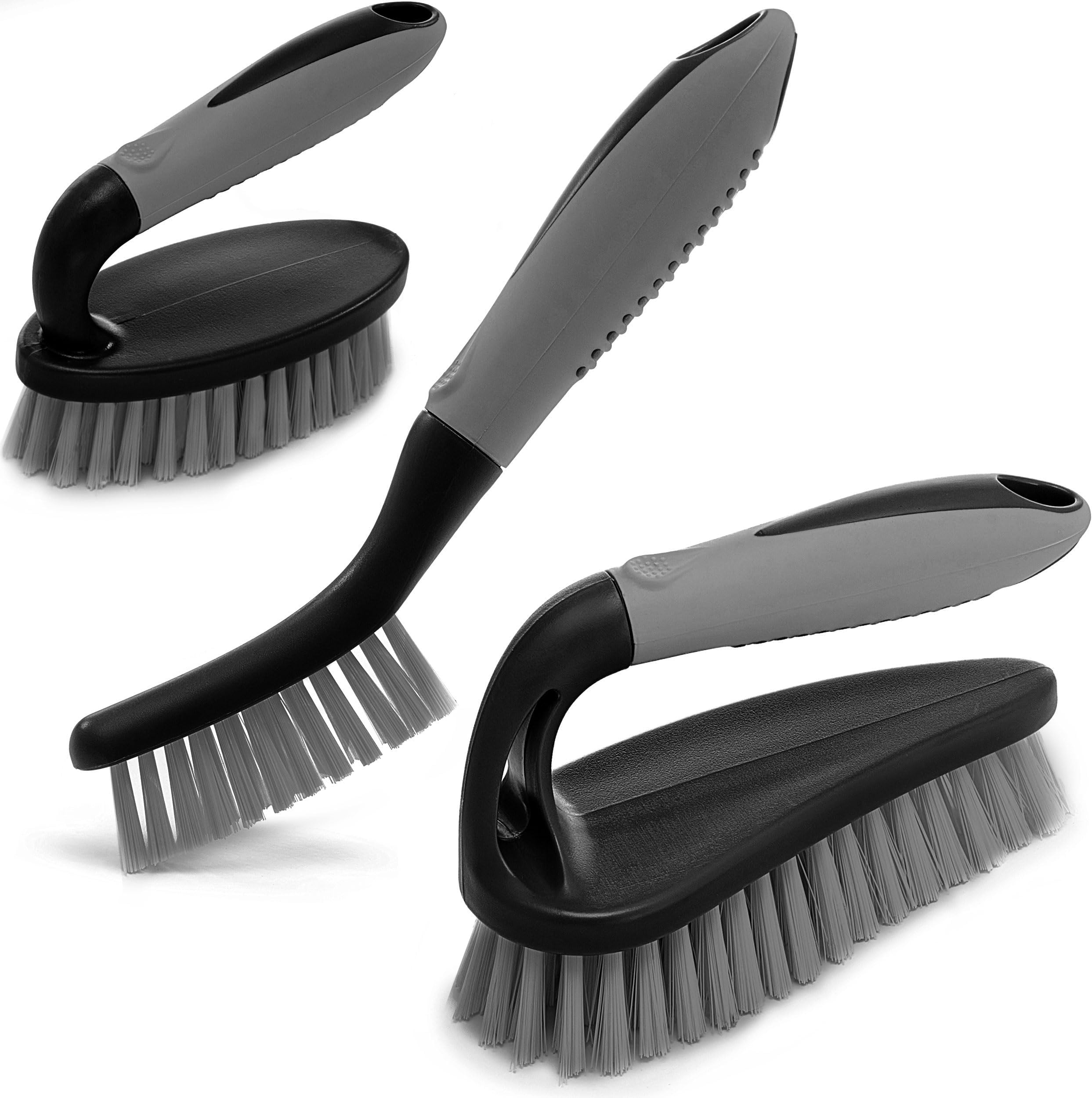 - Scrub Brush Set of 3pcs - Cleaning Shower Scrubber with Ergonomic Handle and Durable Bristles - Grout Cleaner Brush - Scrub Brushes for Cleaning Bathroom/Shower/Tile/Kitchen/Floor/Bathtub/Carpet