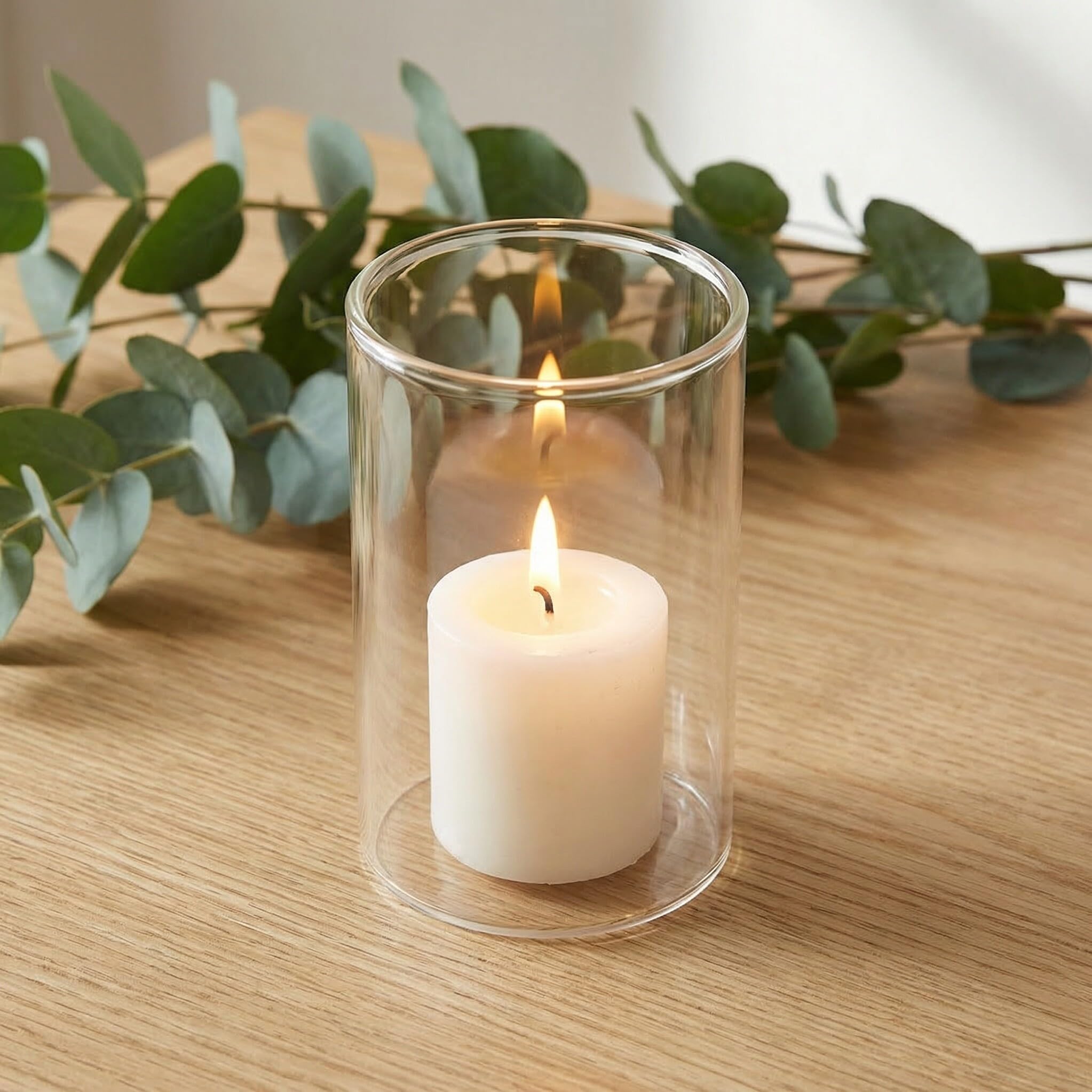 3 Pièces Bougeoir en Verre Borosilicate Transparent -Jour Cylindrique Droit pour Bougies -Plat Résistant à Haute Température, pour Rassemblements Intérieurs