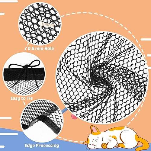 Miniatura 3 de Shappy Red de balcón para mascotas de 16.5 x 2.5 pies, anticaídas, para gatos y perros, malla para balcón, malla de protección de pantalla para Negro