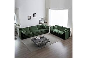 Green Chenille 2 Piece Living Room Couch Sofa Set