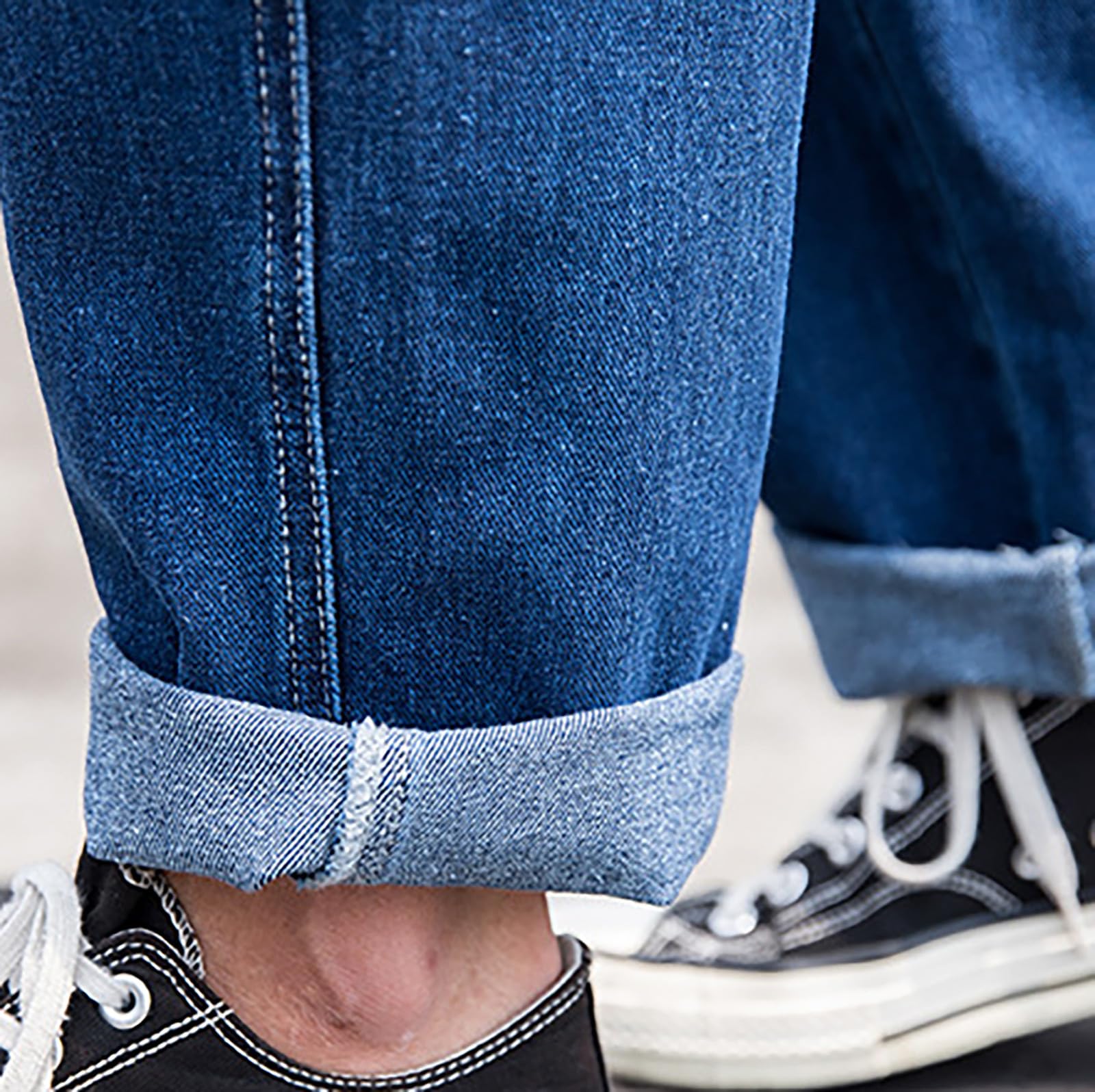 Generisch Salopette da uomo, jeans lunghi, da uomo, vestibilità regolare, in denim, grandi dimensioni, jeans elasticizzati, tinta unita, per il tempo libero, casual, semplice