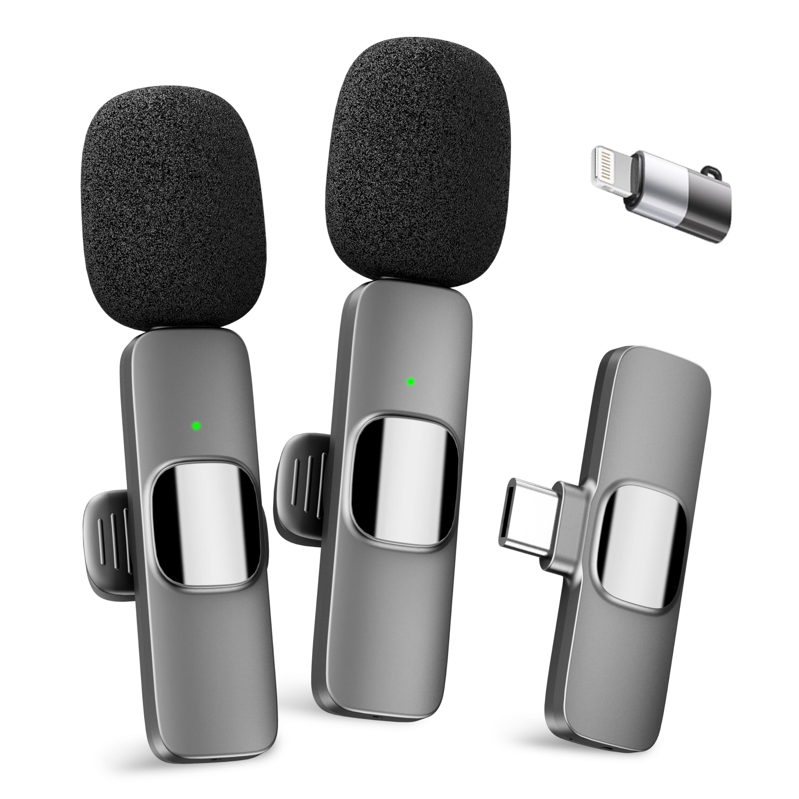 YRF Mikrofon für iPhone Android Handy, Kabelloses Lavalier Mikrofon, Plug&Play mini mikrofon 2,4GHz, USB-C&Lightning, Clip Mikrofon für Videoaufnahmen, TikTok, Vlogging, Interviews&Online-Unterricht