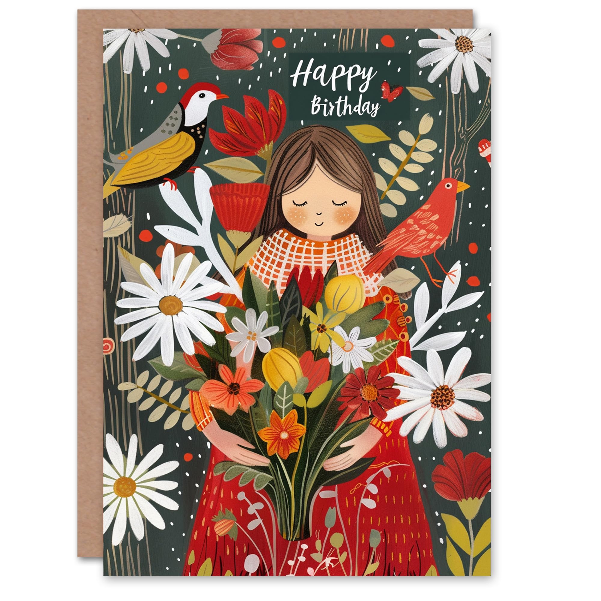 Artery8 Birthday Card Forest Wildflower Bouquet Greeting Card