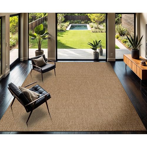 CAMILSON Easy Jute Rug 8x10 Indoor Outdoor (Solid Boho Woven)
