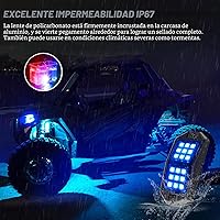 Vista 7 de Nilight - Kit de luces LED RGB de roca 4 piezas 18LED de ángulo amplio para rueda con control remoto y aplicación Bluetooth, modos múltiples, luz