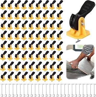 Tile Leveling System Kit, 100 Pcs Reusable Tile Leveler with 50 Pcs Replaceable Spare Steel T-Pins Fit 8-12 mm Tiles Spacers Leveler Tiles Tools for Wall and Floor Installation (2.2 x 1.1 Inch)