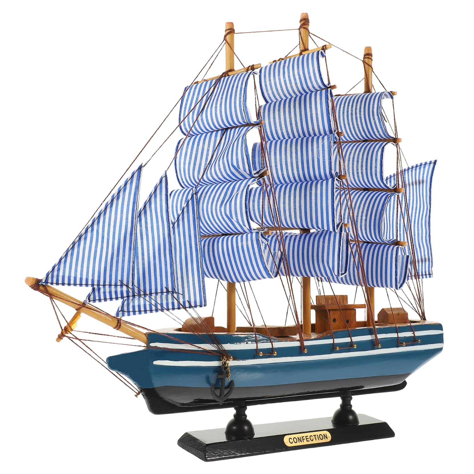 OHPHCALL Decorative Wooden Sailboat Model Nautical Theme Home Decor for Living Bedroom Study Charming Tabletop Craft with Bright Colors and Unique Design