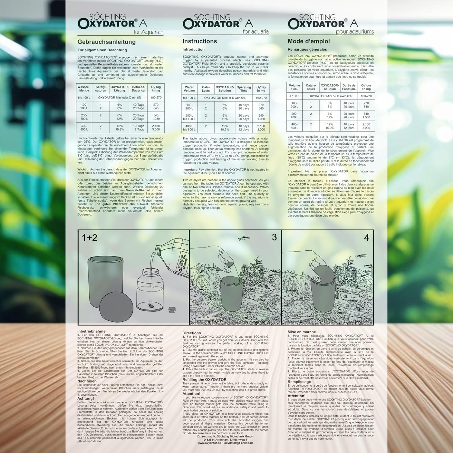 Söchting Oxydator A | Sauerstoffspender für Aquarien bis 400 Liter | Effektive Sauerstoffversorgung & Wasseraufbereitung | Fördert gesunde Wasserqualität & Fischwohlbefinden