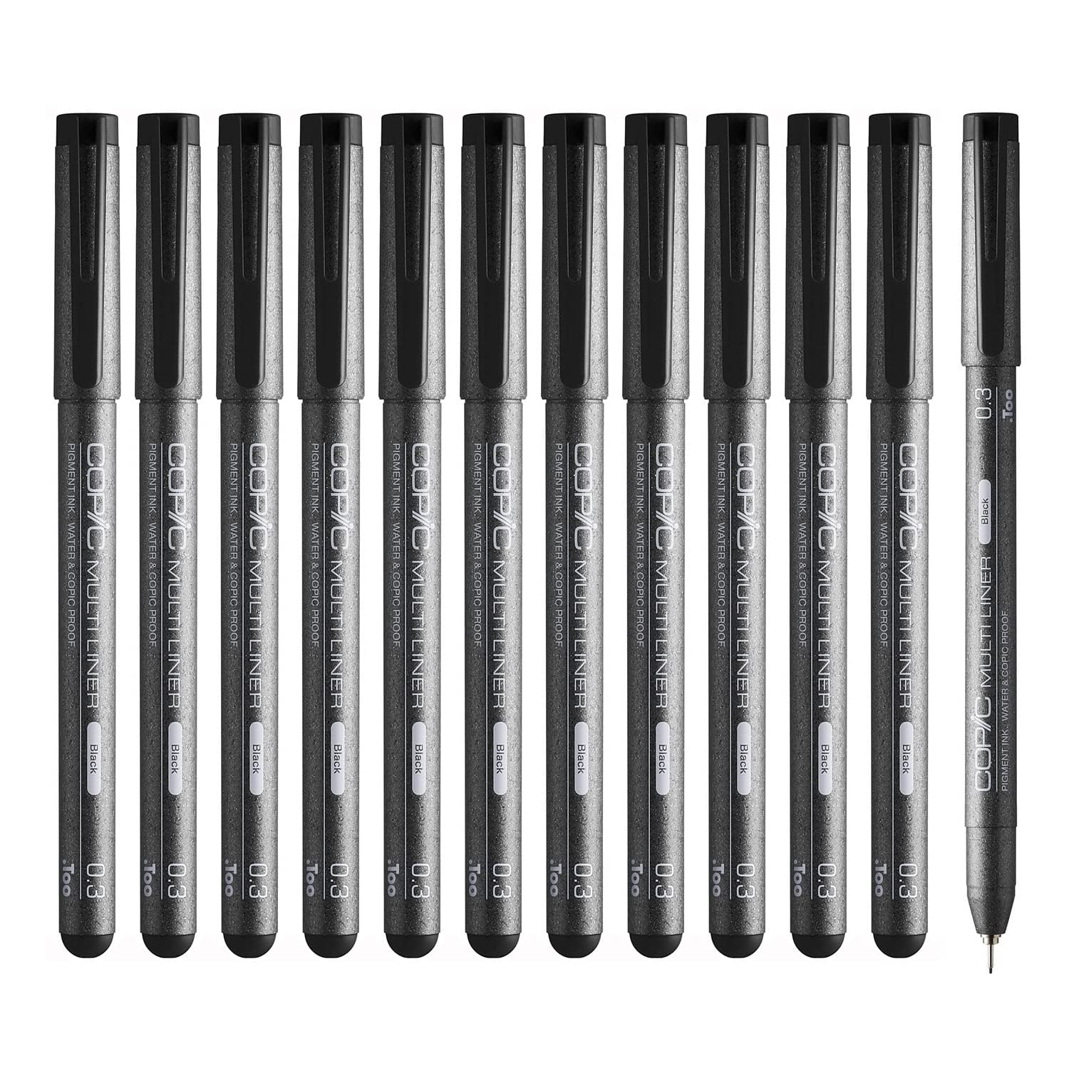 Copic Multiliner Black 0.3mm Fine Pen Set of 12 Waterproof Ink Japan