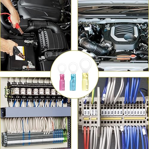 Miniatura 7 de Paquete de 50 terminales de anillo termorretráctiles  #10  Conectores de alambre termorretráctiles de grado marino de 12-10 AWG  Conectores de