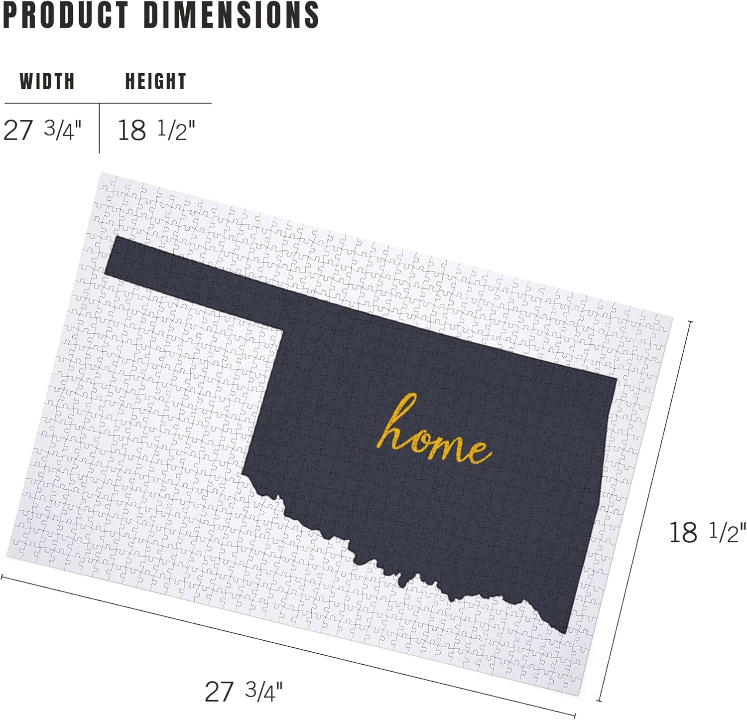 Lantern Press Oklahoma, Home State, Gray on White 1000 Piece Jigsaw Puzzle for Adults, Made in USA with Reference Poster