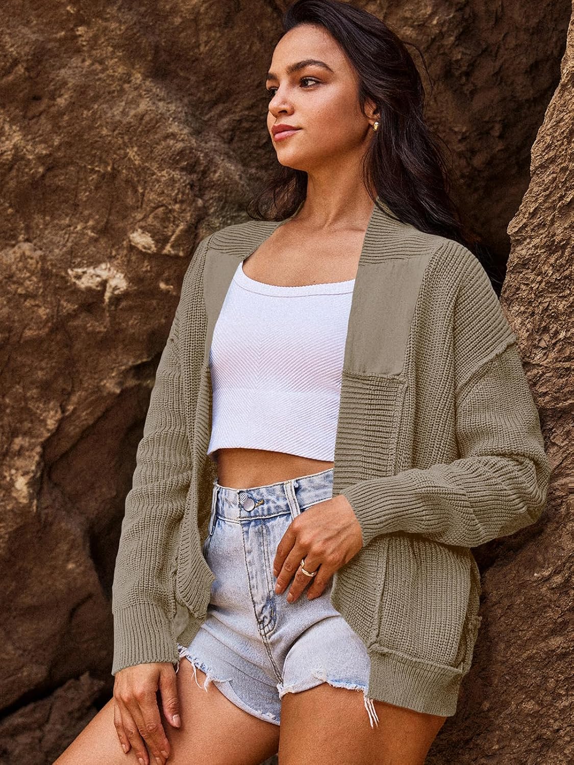 SENSERISE Womens Cardigan Sweaters Cable Knit Sweater Open Front Long Sleeve Chunky Cardigan Outerwear Coats - Image 4