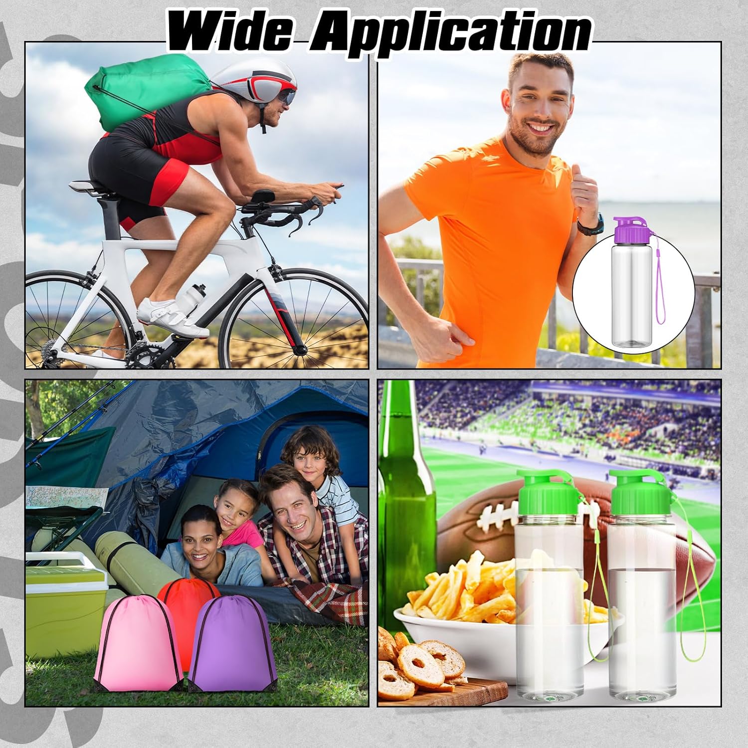 40 Pcs 17 oz Plastic Water Bottles Bulk and Drawstring Backpack Set Reusable Flip Top Leakproof Water Bottles with Handle for Adults Sports Gym Travel Party Outdoor(Fresh) - Image 6