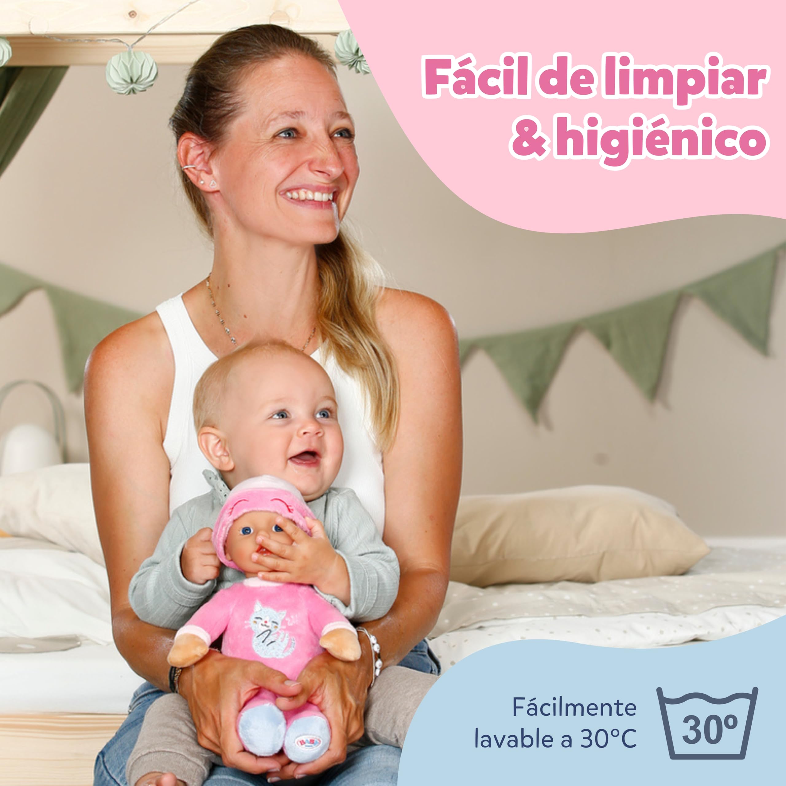 Baby Born for Babies Sleepy Pink – Muñeca Blanda de 30 cm – con Cuerpo Rosa y sonajero Integrado – Muñeca de Tela con gorrito Fijo – Apta para recién Nacidos