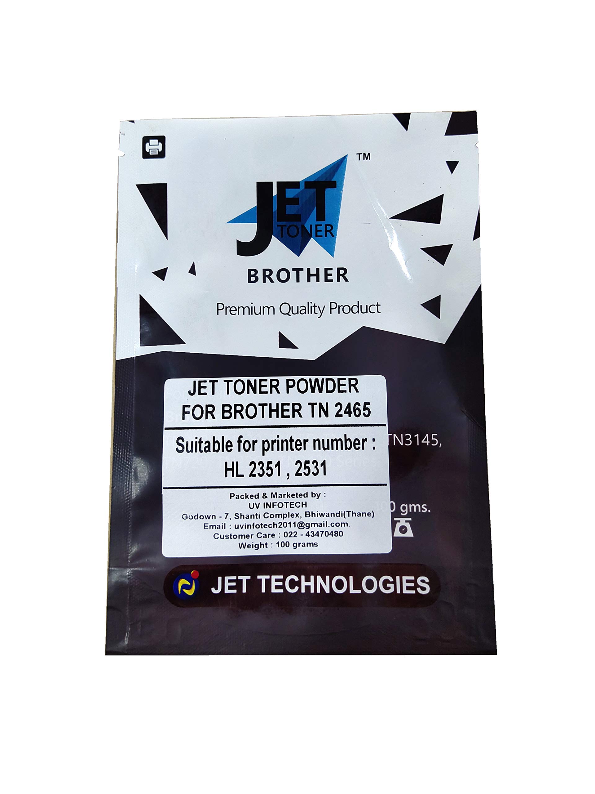 JET TONER TN 2465 (pk of 1) Toner Powder Compatible for Brother DCP-L2531DW L2535DW L2550DW, HL-L2395DW, MFC - L2710DW L2713DW L2715DW L2716DW L2730DW L2750DW L2751DW L2770DW L2771DW Printers-Black (B08TCBX5PP) Amazon Price History, Amazon Price Tracker