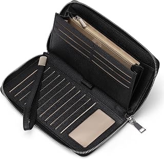 Womens Wallet RFID Blocking Leather Zip Around Wallet Large Capacity Long Purse Credit Card Clutch Wristlet