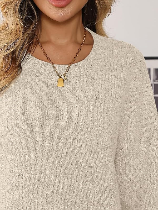 LILLUSORY Womens Oversized Tunic Sweaters Winter Cozy Tops Cute Chunky Crewneck Plus Size Pullover Long Sleeve Clothes Apricot S by LILLUSORY - Used condition - Image 5