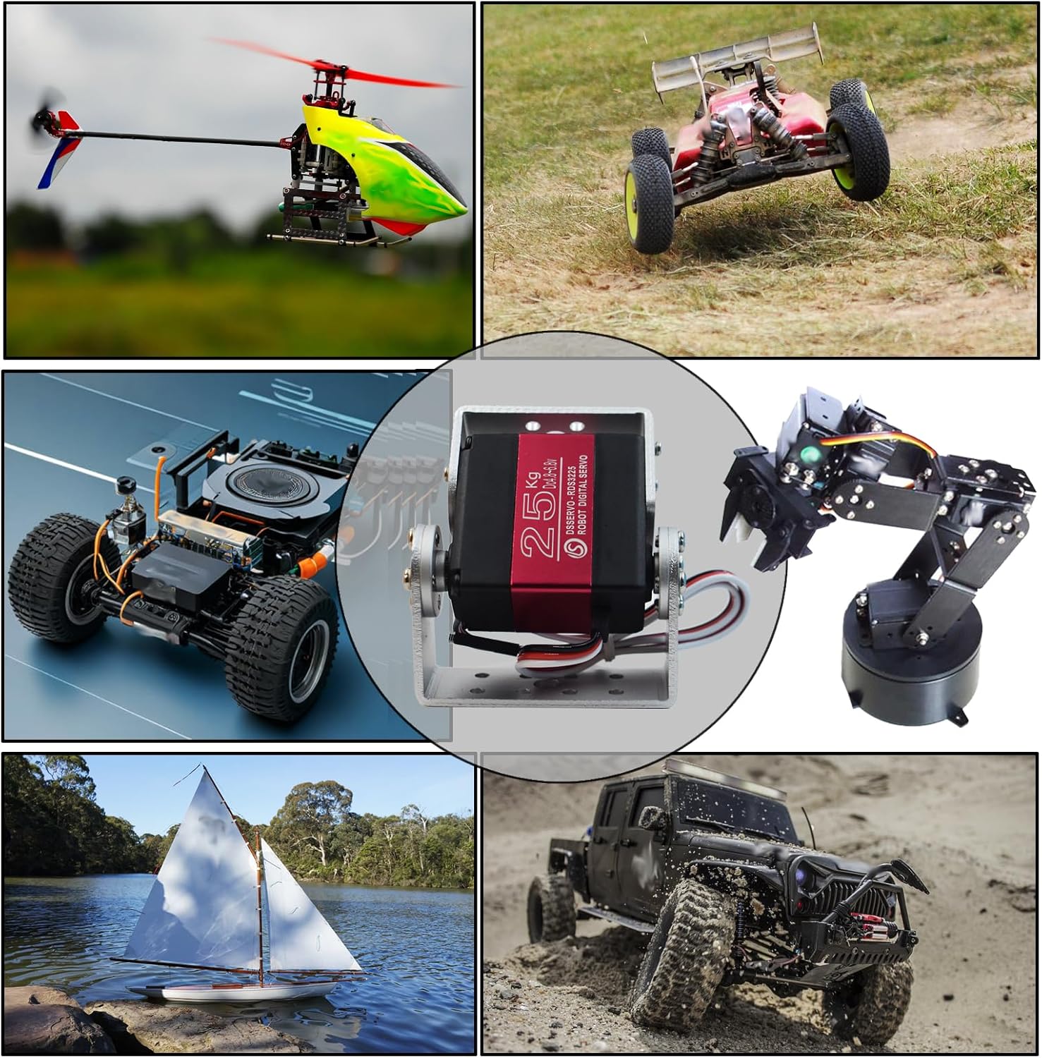 2Pcs 25KG Digital RC Servo RDS3225 Waterproof High Torque Full Metal Gear Dual Shafts Robot Servos with U Mounting Bracket for 1/8 1/10 RC Car Crawler Buggy DIY Robotic Projects 270 Degree