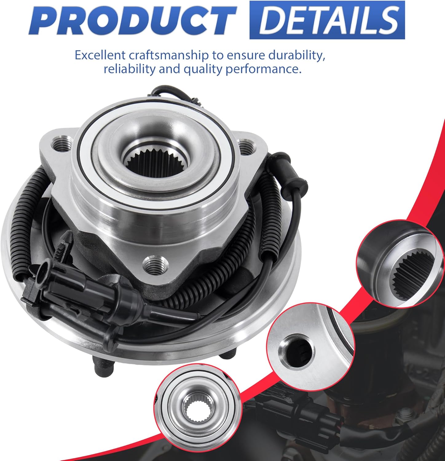 515050 Front Wheel Hub Bearing Assembly w/ABS Compatible for 2002-2005 Ford Explorer/ 2003-2005 Lincoln Aviator/ 2002-2005 Mercury Mountaineer 5 Lugs (1 PC)