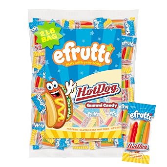 efrutti Mini Hotdogs, Fruity Gummy Candy, Individually Wrapped, 100 Count