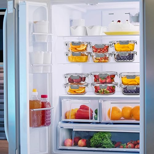 Miniatura 6 de Sorbus Juego de 16 recipientes de vidrio para preparación de comidas, 8 recipientes redondos de 32 onzas con tapas herméticas, aptos para