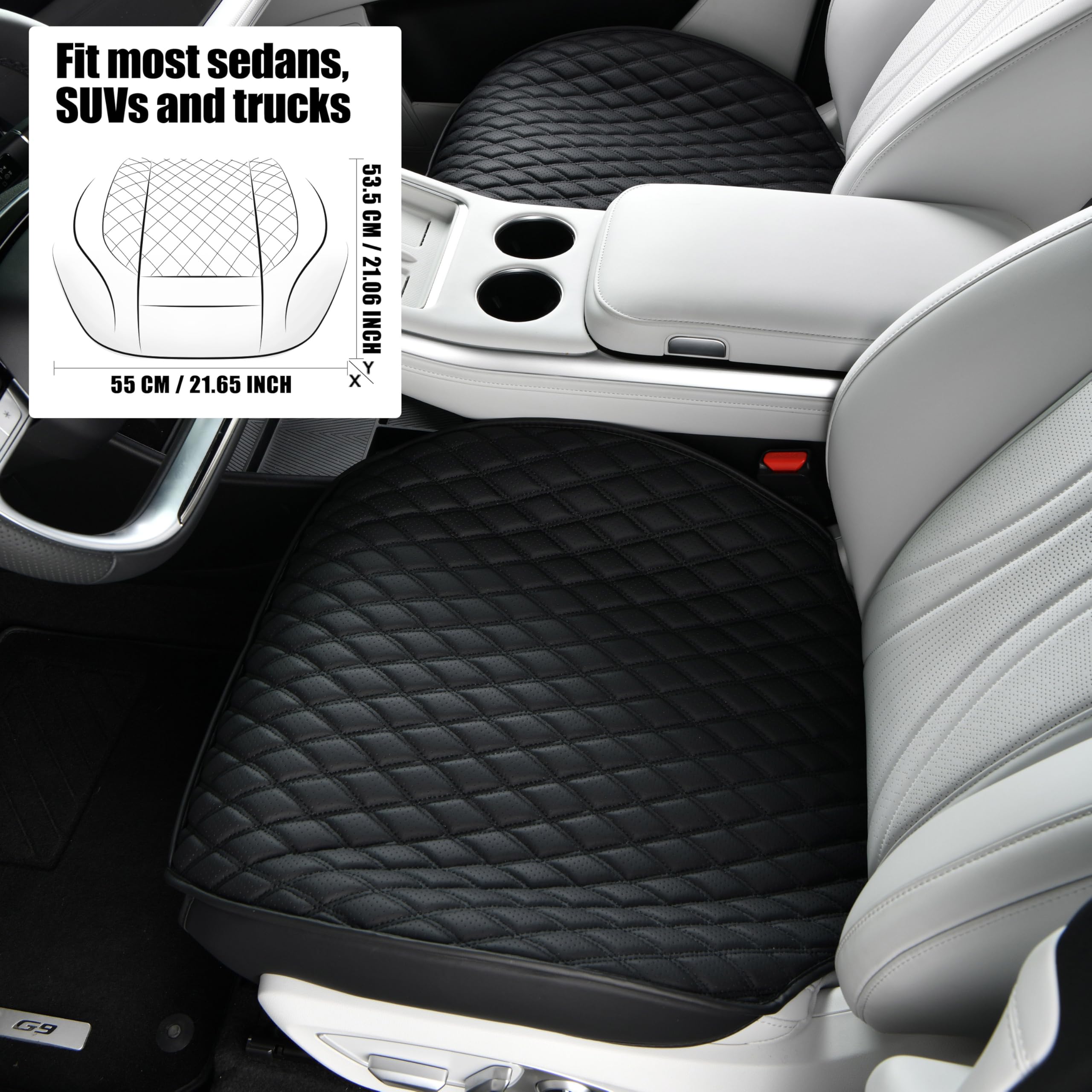 Cubierta de asiento de coche, cojín negro de base de cuero, cubierta universal para vehículos SUV, protector de asiento de coche impermeable y antideslizante (juego completo)