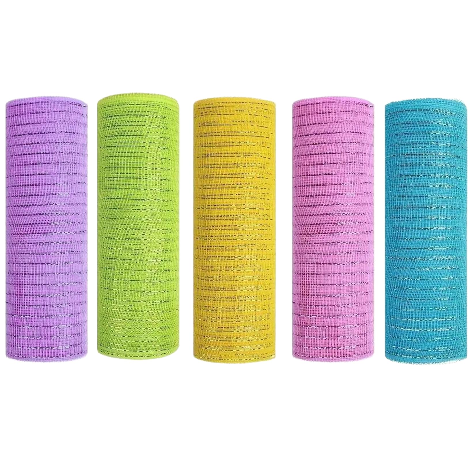 Tsawntd 5 Rolls Mesh Ribbon, 10 Inch x 10 Yard Decorative Mesh Ribbon for Wreaths, Exquisite Deco, DIY Deco for Easter Spring Door Wreath Inch Rolls