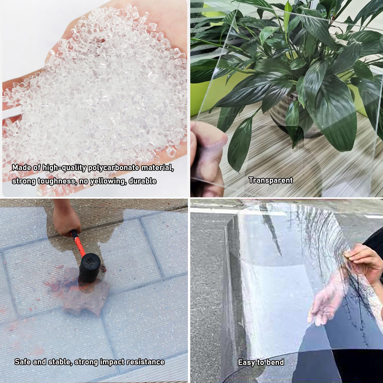 Panel de techo de policarbonato transparente de 1 mm, resistente a la lluvia, anti UV, fácil de doblar, 1 m x 14 m