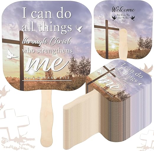 Amazon.com: Tradder 100 Pcs Christian Church Fans Wedding Hand Fans ...
