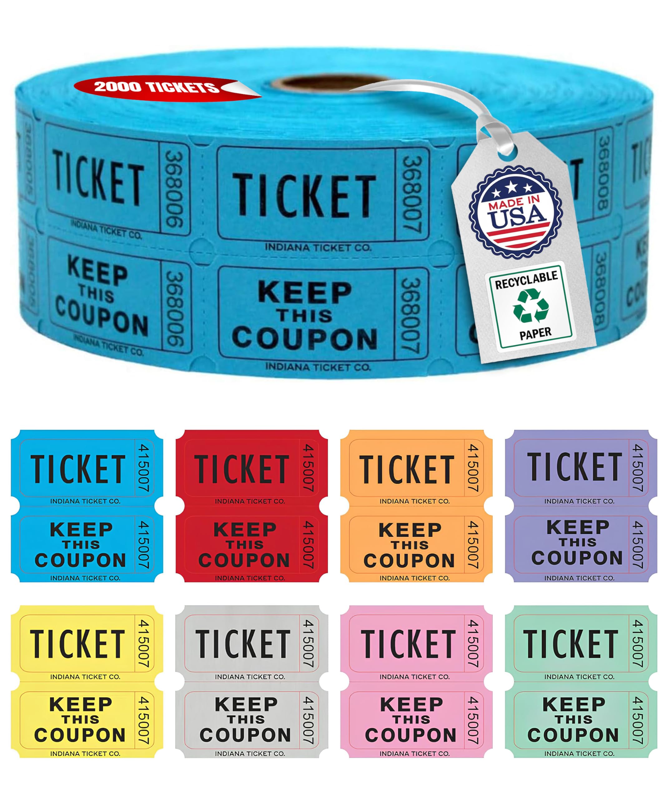 Blue Double Raffle Ticket Roll
