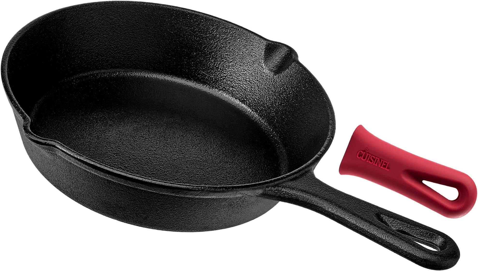 Pre Seasoned Cast Iron Skillet (8-Inch) with Handle Cover - Oven Safe Cookware - Indoor and Outdoor Use - Grill, Stovetop, Induction Safe