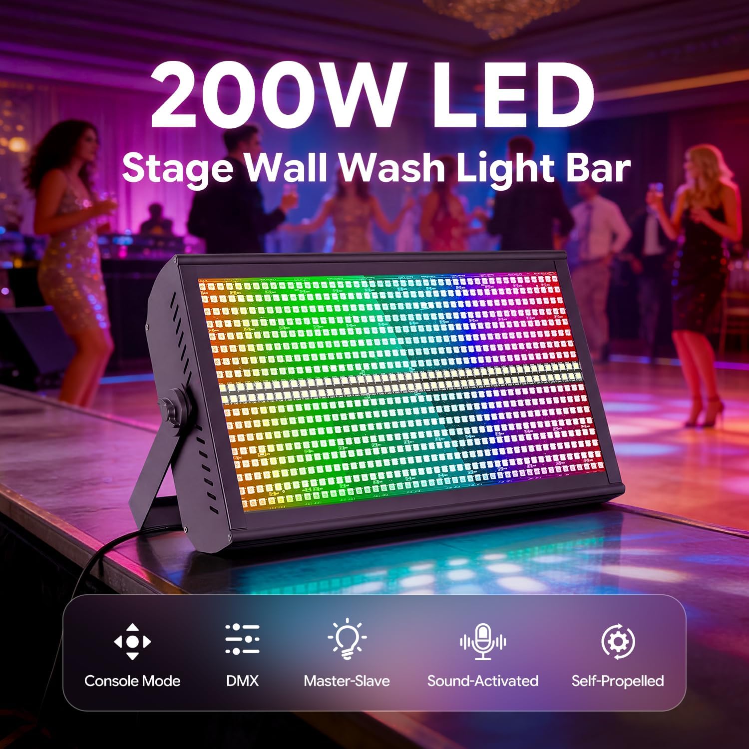 led wall washer light,200w stage lighting bar dj light bar party lights dj disco lights professional dmx control auto play sound activated strobe lighting for parties church wedding club black 1pc