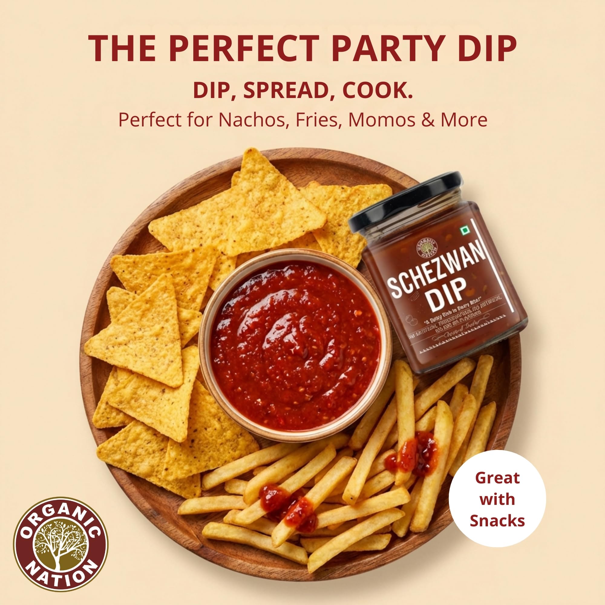 ORGANIC NATION Schezwan Chutney Dip, Schezwan Sauce for Versatile Cooking - Perfect Sauces & Spreads for Snacks and Meals, Homestyle Made with Red Chillies, Garlic & Aromatic Spices, 260g, Vibrant Red 3