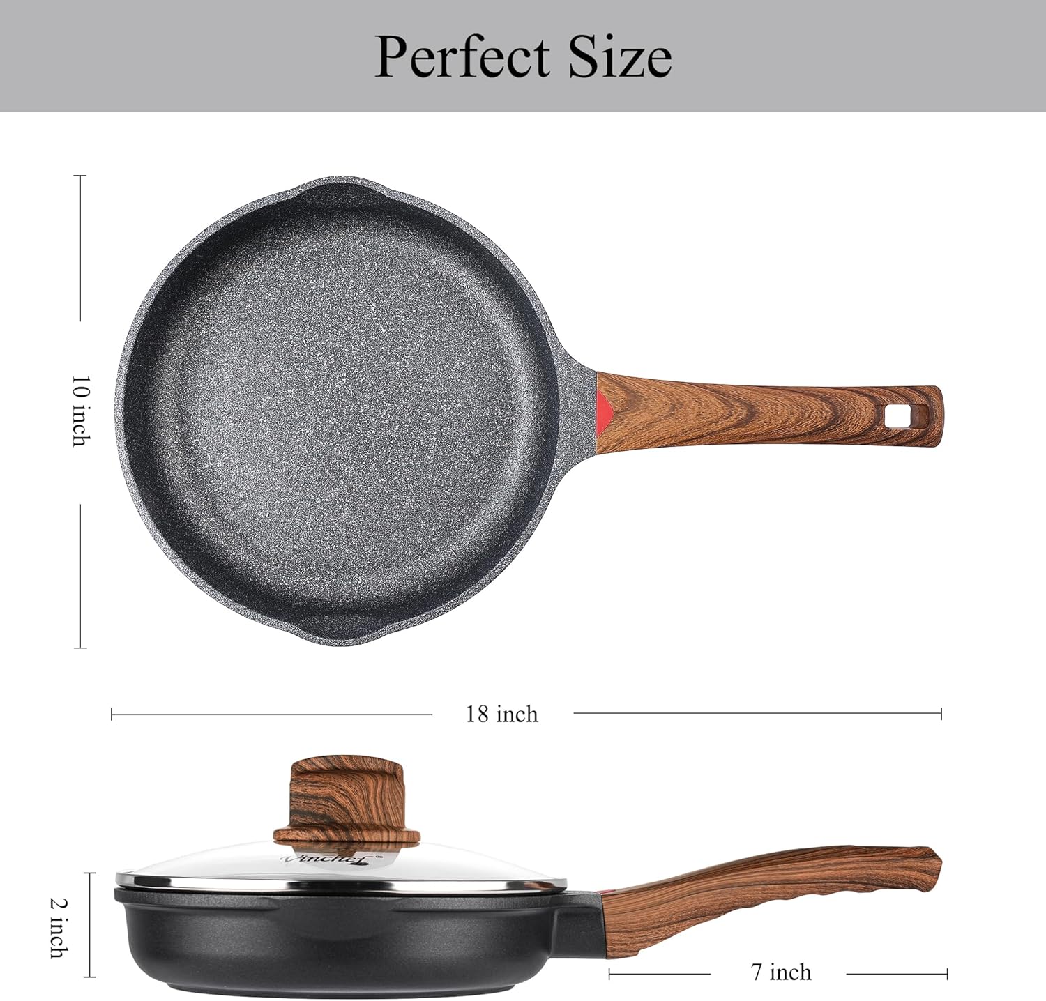 Vinchef Nonstick Frying Pan Anti Scratch,9.5 Inch Skillet Cast Aluminum Cookware, Induction Compatible Black