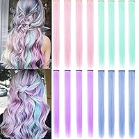 Vista 9 de 16 extensiones de cabello sintético multicolor de 21 pulgadas con clip para fiesta, accesorios para el cabello para niñas