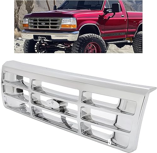 HECASA Parrilla delantera compatible con Ford Bronco F-150 F-250 HD F-350 1992-1997 Reemplazo de rejilla de parachoques para FO1200173 F4TZ8200A