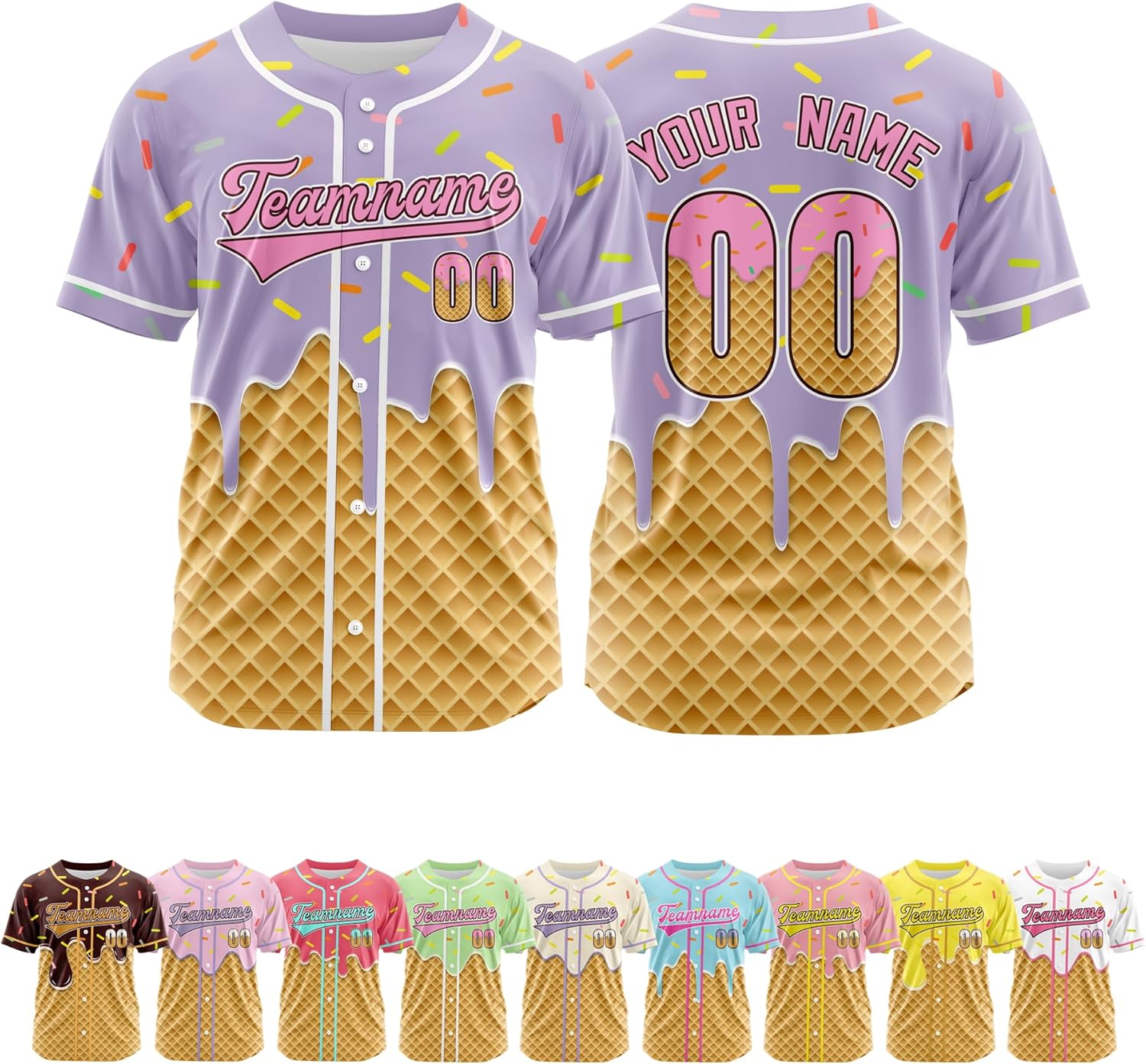 Custom Baseball Jersey,Ice Cream Jersey,Name Number Logo,Baseball Jersey Customize Men Women Youth