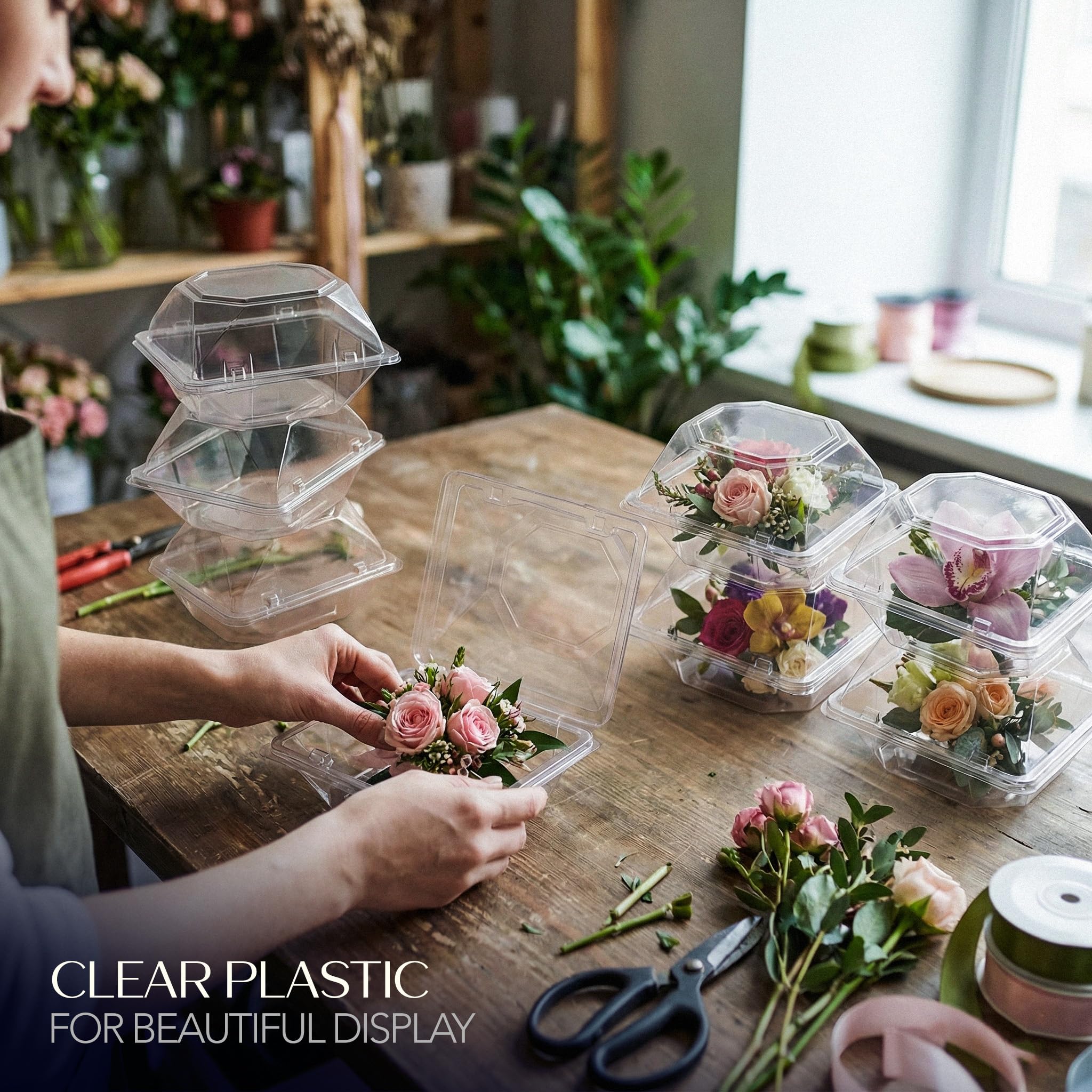 Clear Corsage Boxes - 10 Pack for Flowers & Boutonnieres -3 Clear Corsage Boxes - 10 Pack for Flowers & Boutonnieres -3