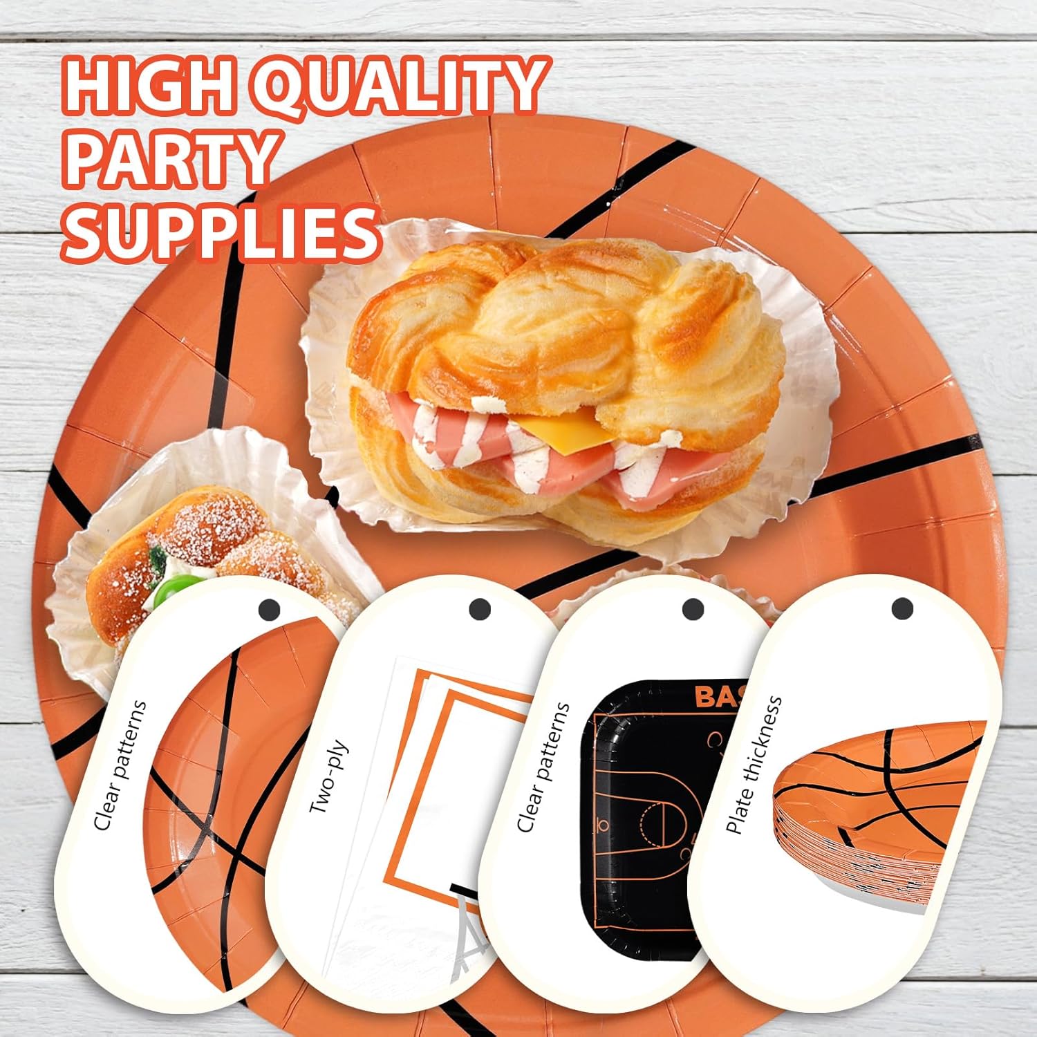 96Pcs Basketball Party Decorations Orange White Black Basketball Plates and Napkins Sports Theme Birthday Decorations Favors for Boys Sports Themed Birthday Baby Shower Party Supplies Serves 24 - Image 6