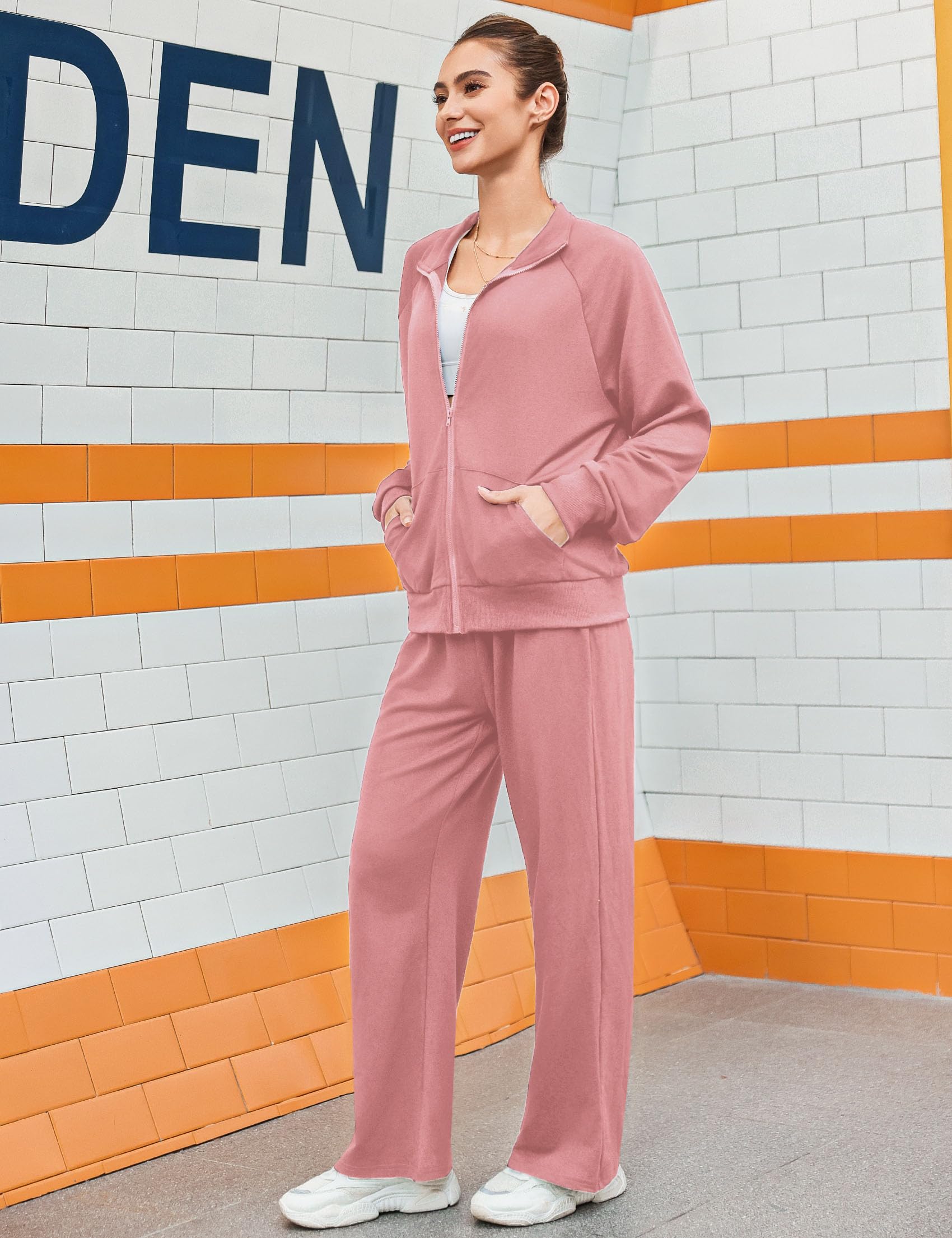 Terecey Tuta Sportiva Donna Completa 2 Pezzi Tuta Invernale Ginnastica Elegante Tute Ginnastica Felpata Casual Abbigliamento per Jogging Correre Fitness S-XXL