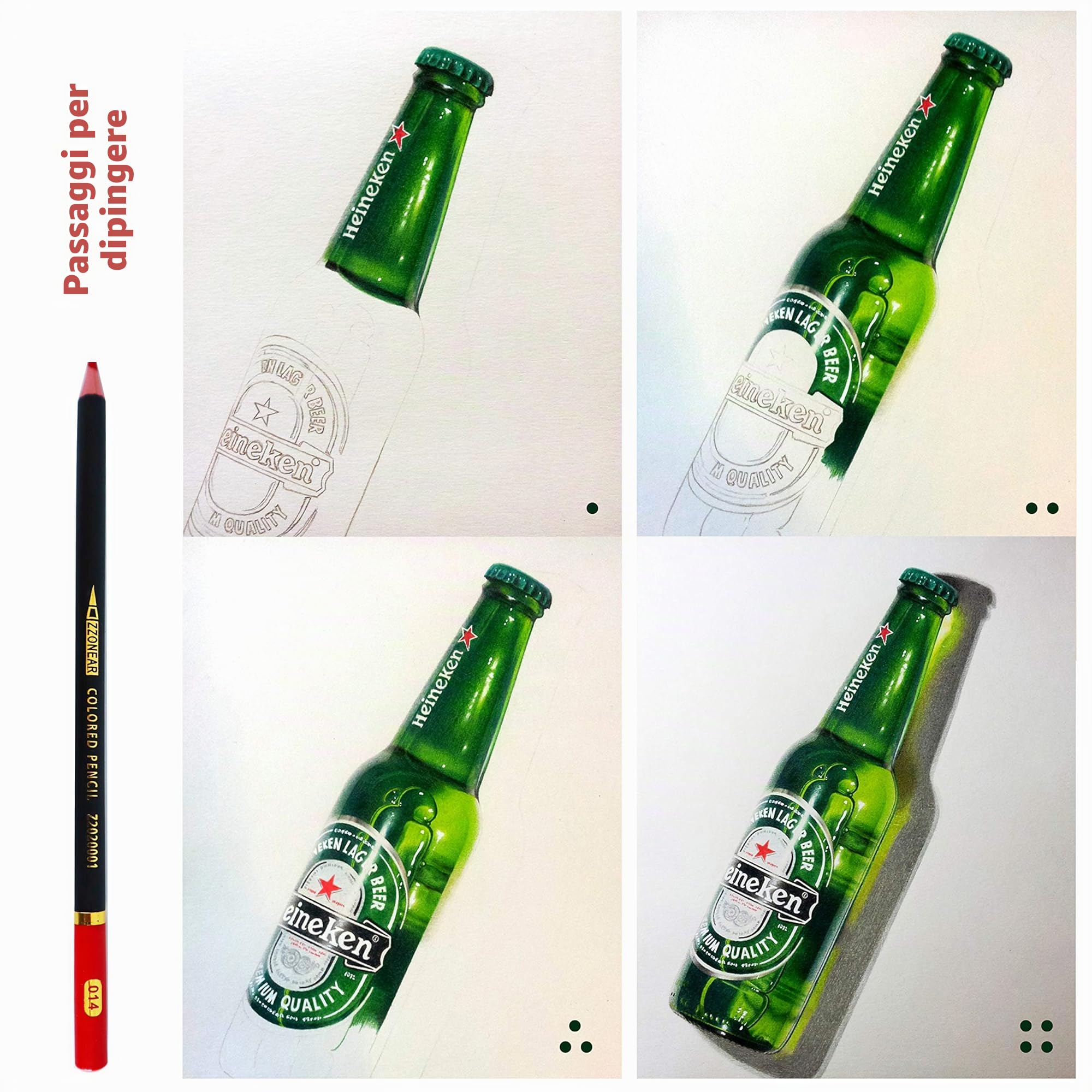 72 matite colorate in astuccio con cerniera per adulti disegno colorare