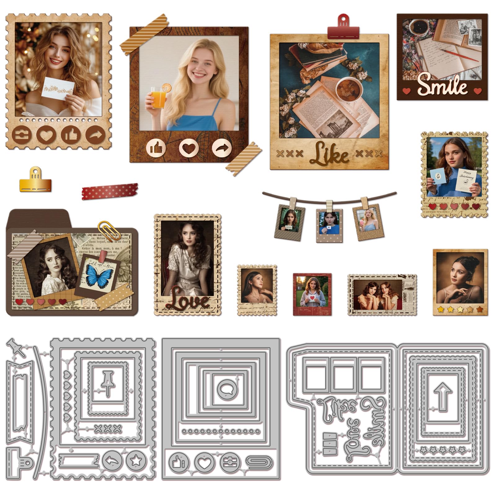 GLOBLELAND Vintage Polaroid Folder Cutting Dies for Card Making Photo Frame Metal Die Cuts Retro File Folder Die Cut Dies for DIY Embossing Scrapbooking Paper Crafts Decor โ image 1