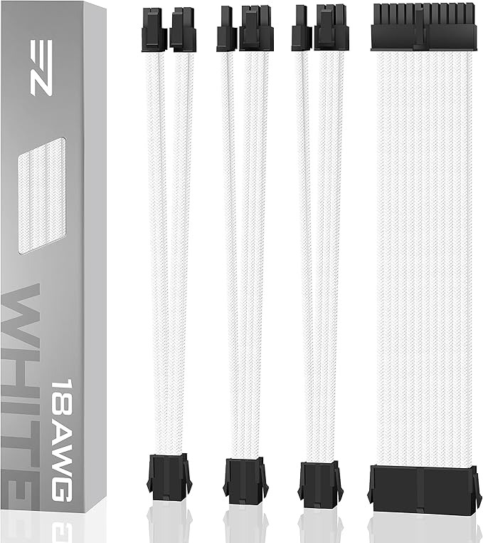 EZDIYFAB PSU Cable Extension Sleeved Custom Mod GPU PC Power Supply