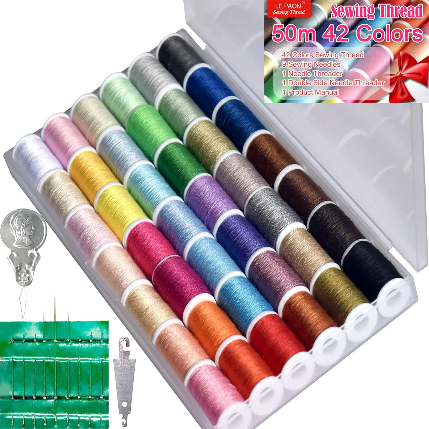 Sewing kit 42 Color Set of Handy Polyester Thread，50 m Each