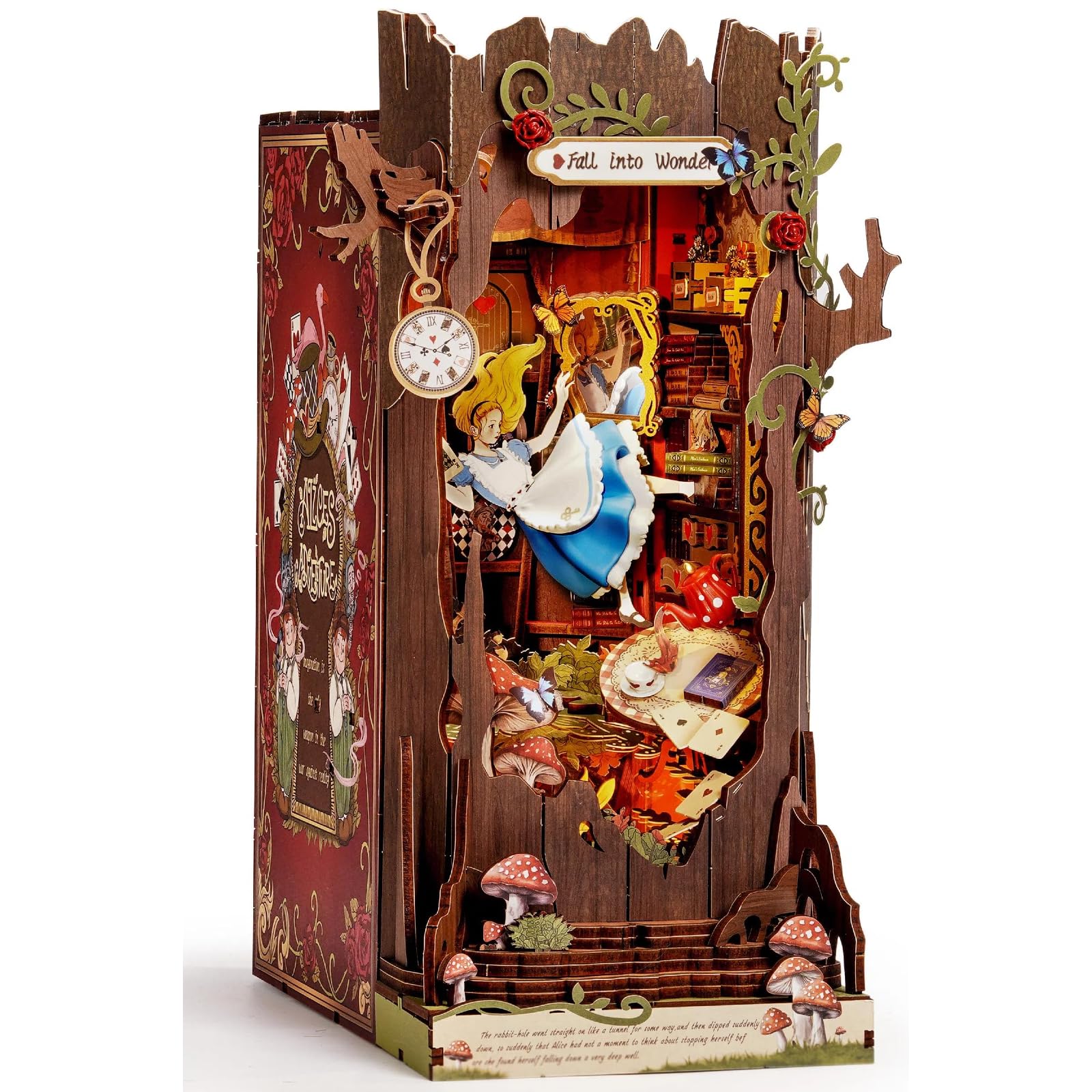 Rolife Book Nook Kit Miniature da Costruire DIY Booknook Fall into Wonder 3d Puzzle Legno con Luci Decorazione Libreria Casa Modellismo da Costruire Adulti Diorama Modellismo
