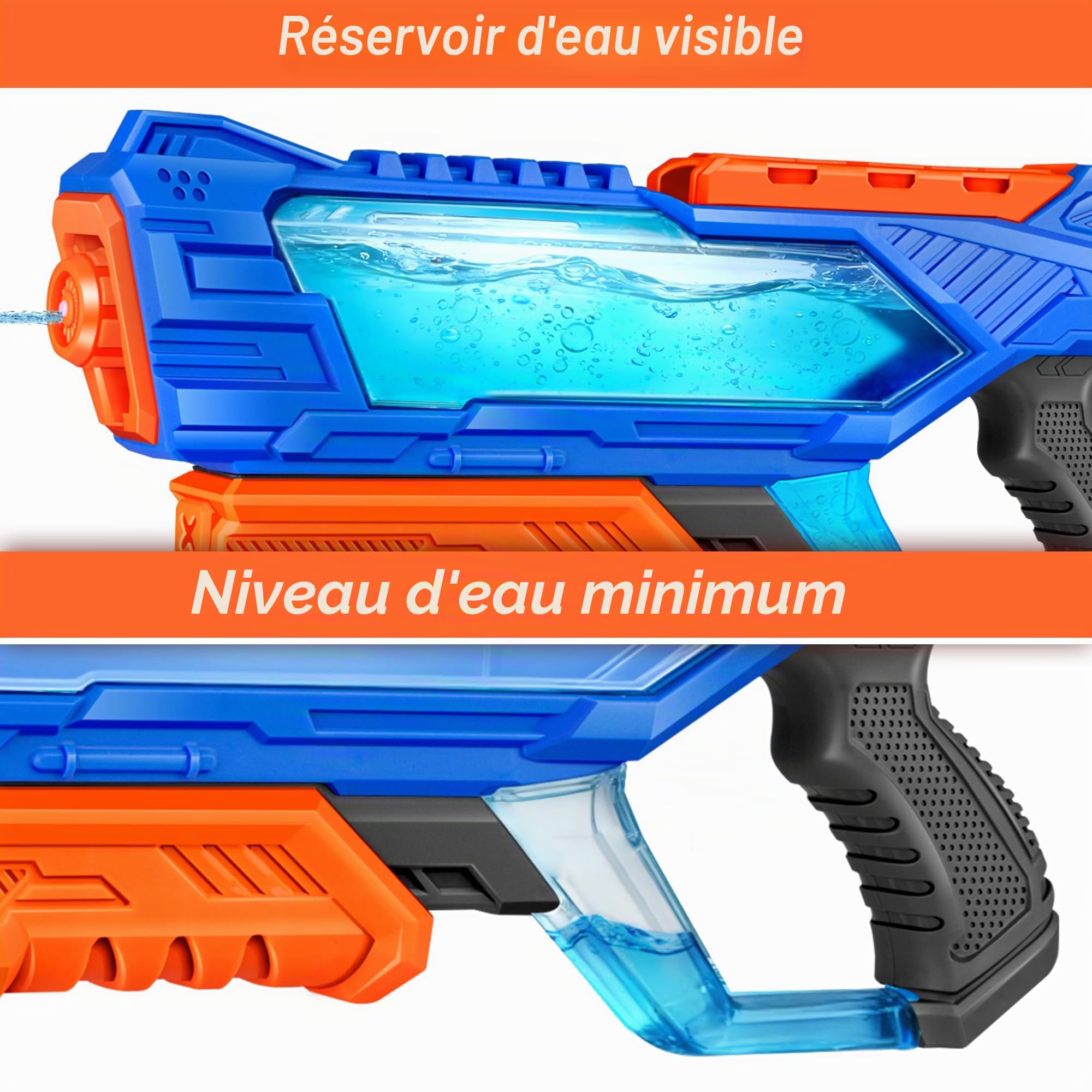 Quanquer 3 Pistolets À Eau De 1000 ML avec Grande Portée pour Enfants Et Adultes, Pistolet À Eau À Remplissage Rapide Jusqu’à 32 Pieds, Cadeau D’été Idéal pour Piscine, Plage Et Batailles D’Eau